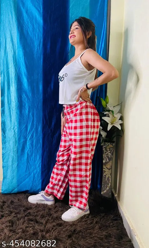 Red cotton maxi girl's pajama set from M. Y. TENDY, India