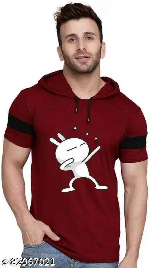 Cotton blend, hooded print men's t-shirt from Ministry of Friends - trendy, bio-dyed Indian fashion