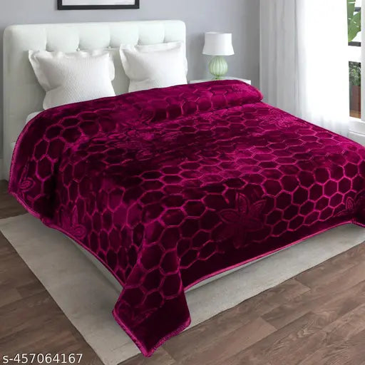 GKM Floral Double Mink Polyester Blanket for Heavy Winter, 90x86 inches, microfiber mink-style bedding accessory