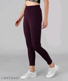 Bottle green and wine solid polyester spandex gym leggings combo for women's workout, yoga, and fitness activities. Comfortable fit with one-side pocket