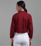 Denim women's jacket, solid pattern, long sleeves, India origin - add to your wardrobe