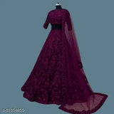 Embroidered Taffeta Silk Lehenga & Dupatta set, free size with solid net dupatta, Indian bridal wear