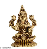 Brass Sitting Lakshmi Idol, 350gm, handmade Indian decor for home office or gifting