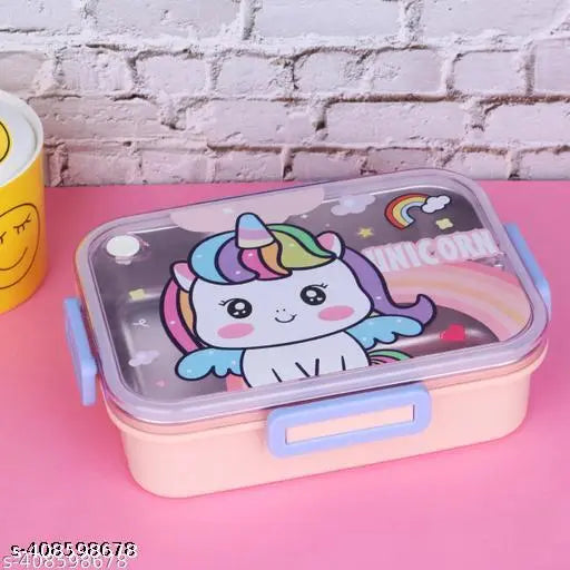 Stainless steel unicorn lunchbox for kids, microoven safe, pack of 1, made in India