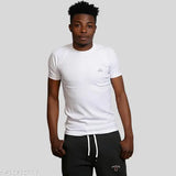 White cotton blend, free size casual wear Moments Solid T-shirt with printed net pattern