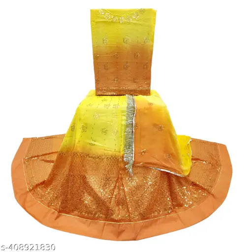 Georgette Rajputi poshak for women, embroidered choli, dupatta set with lehenga and odni, Indian party wear