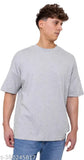 Grey oversized men's cotton t-shirt with print, half sleeve length, size S (chest: 36in, length: 26in)