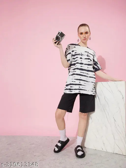 Oversized tie-dye cotton T-shirt, women's Dillinger style for casual fashion look