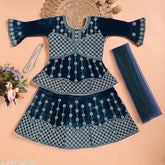 Velvet Lehenga Choli, embroidered ethnic festive wear for girls aged 2-3 years, traditional Indian design with vibrant colors