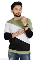 Men's fashion polycotton cross-pattern long-sleeve T-shirt, perfect for boys, colorblocked design, S-XL sizes available, India origin