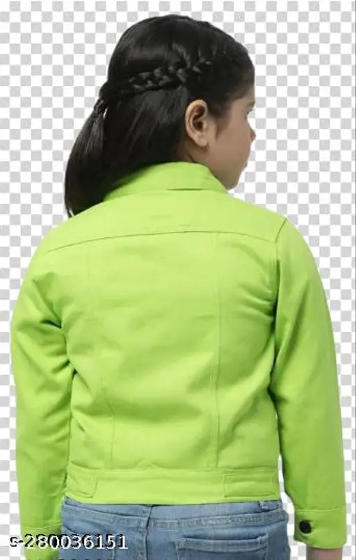 Denim three-quarter sleeve jacket & coat for girls aged 5-6, solid pattern, made in India