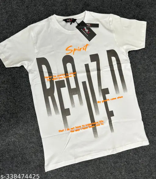 Trending printed half sleeves cotton-lycra men's t-shirt with chic designs, India origin