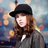 Adjustable black cotton cap, unisex design for summer and sports activities. Quick-drying, water-repellent fabric. Free size, fits everyone above 12 years