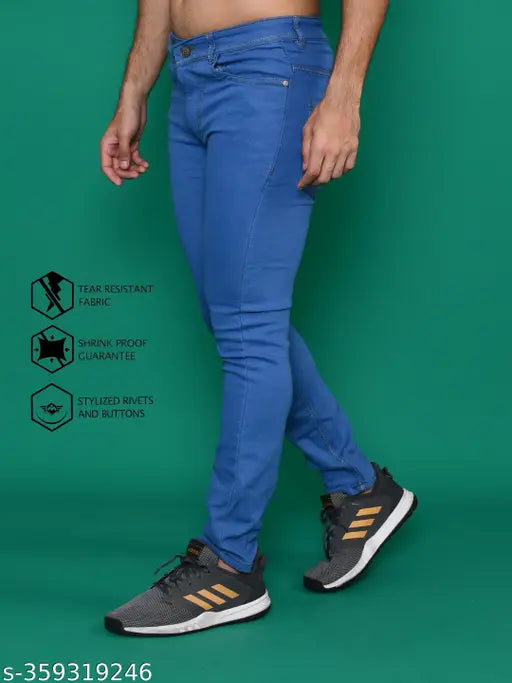 Denim men's jeans, solid cotton, latest style, mid-rise, lizard regular fit, sizes available from 28in-42in