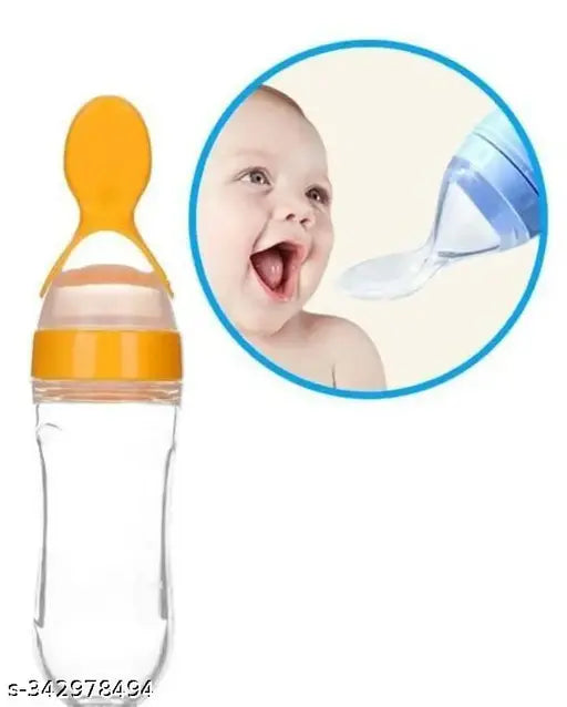 Silicone toddler feeding bottle (Orange, 90ml) - safe, kid-friendly, baby training feeder for 1-2 year olds