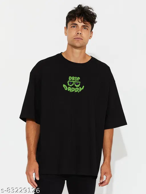 Oversized printed cotton t-shirt (unisex), three-quarter sleeves, premium quality cotton apparel for men & women from India