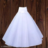 White net petticoat for a-line wedding dress, perfect for a pluffy look. Remove creases or steam before wearing. Hand wash and store carefully. Hoop skirt, sizes 24-52, India origin