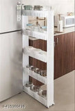 Plastic net 5-layer slim storage organizer rack with wheels, ideal for kitchen, bedroom, bathroom, easy assembly & mobility