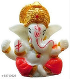 Red resin Ganesh idol - Small showpiece statue for car dashboard or home decor