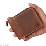 High-quality, classic brown leather men's wallet with 2 compartments, ideal for everyday essentials
