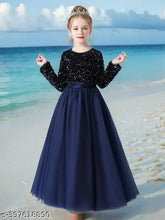 Long sleeve net kid's gown, exquisite embroidery, Gulnaz Fashion's formal wear for girls, 12-16 years