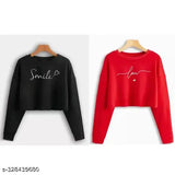 Black and red printed women's t-shirt set (2 pack), cotton, long sleeves, love motif, ideal for summer vacations
