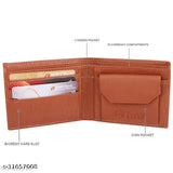 Trendy men's brown two-fold leather/leatherette wallet, durable with 2 compartments, solid design, Made in India