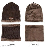 Wool beanie hat & muffler scarf set, soft & warm for men and women, knitted in India