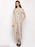 Striped women's poly crepe jumpsuit, short sleeves, printed net pattern - XS (33in bust, 51in length, 27in waist, 36in hip) - vibrant and affordable Indian-made fashion