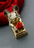 Gold-finished, rust-resistant floral design Mushak with Modak, enhancing Ganesh decoration