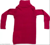 Winter woolen high neck sweater set in cotton blend for baby boys & girls (0-7 years), self-design pattern