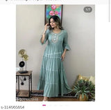 Blue rayon embroidered women's blouse, solid pattern, various sizes available from M to 5XL, made in India