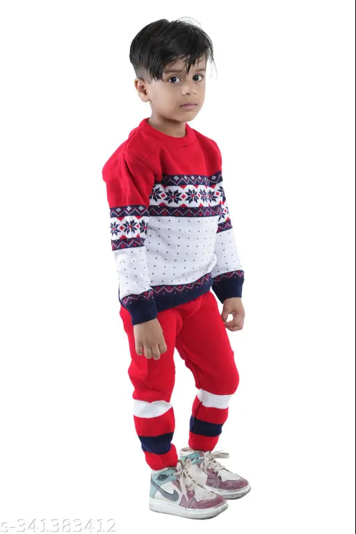 Multicolor wool round neck sweater for kids, vibrant colorblock design for 9-12 months to 4-5 years
