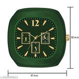 Green PU strap men's quartz square watch, classic design for boys and men