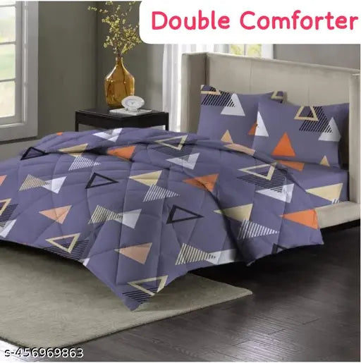 Cotton Blend, Pink Paan Patta Double Bed Reverseble Comforter - Soft microfiber filling, best quality & price for a beautiful room