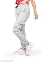 Light grey polycotton cargo pants for women: Relaxed-fit, 6 pockets, elastic waistband, comfortable, versatile, travel-friendly
