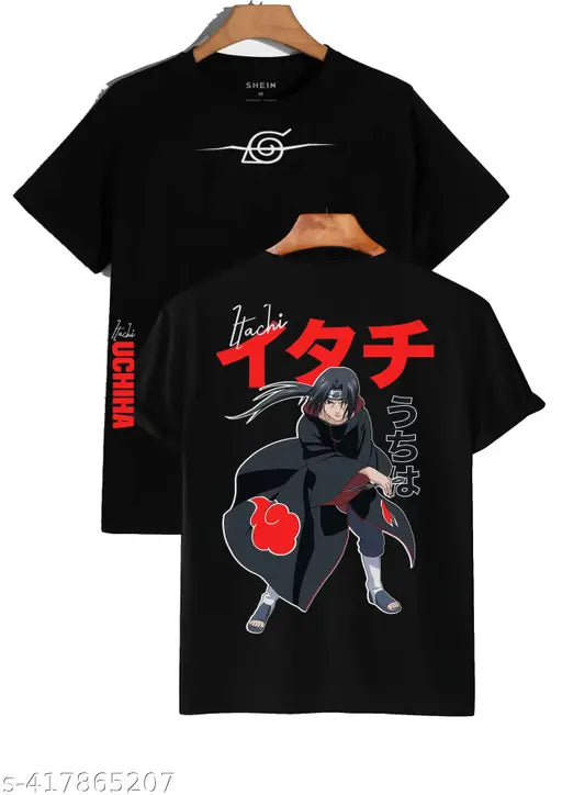 Naruto Itachi Uchiha printed cotton t-shirt, short sleeves, vivid design. Perfect for anime fans." (102 characters)