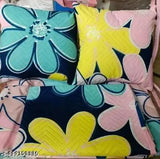 Superfine glace cotton multicolor polka dot floral 5pc bedsheet set, includes double bedsheet, quilted cushion, pillow covers, & cushion fillers. High-quality, machine washable, designed for summer