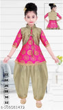Blue designer embroidery Patiala suit for girls, cotton blend anarkali style, perfect for parties or festive occasions. Indian ethnic kids wear." (107 characters)