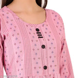 Two-tone cotton blend printed long frocks, three-quarter sleeves, daily wear