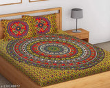 Cotton king-size double bed sheets, fine Jaipuri print, summer-ready BEDZONE flat sheets with 2 pillow covers