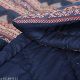 Blue zig-zag printed cotton net baby quilt by Taj Overseas, ideal for cribs (40x50 inches)