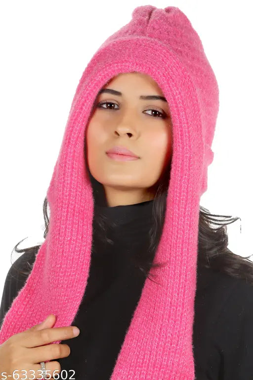 Trendy woolen cap for women, warm and cozy fur pattern, Sarvagny clothing, made in India