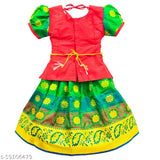 Chanderi silk Neela pattu Lehenga Choli with waist belt for kids, applique embellished design, high-quality traditional Indian dress for girls aged 6-8 years