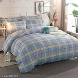 Blue stripe summer cotton flat sheets twin set, featuring two pillow covers, superfine quality and light color in a 90x100 inches size