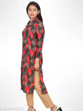 Plus size printed woolen kurta/Kurti with three-quarter sleeves, ideal for winter, India origin