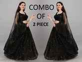 Black black semi-stitched net Lehenga Choli with embroidery blouse, intricate design, elegant ethnic wear for weddings and celebrations