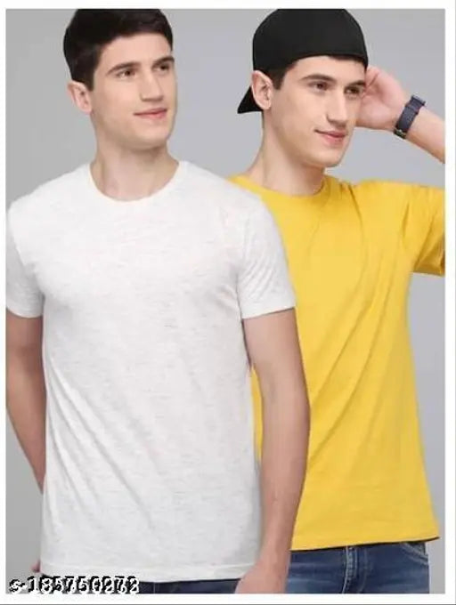 Moods A Nazzy men's polycotton regular fit t-shirt pack of 2 (M, L), solid color, all-weather clothing for everyday wear, made in India