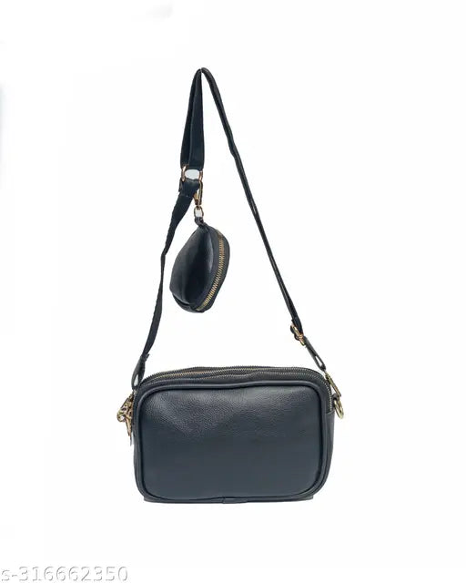 Trendy solid polyester crossbody sling bag, free size for travel, office, college use - India origin