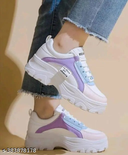 Purple colorblocked mesh and rubber kids' party shoes, lace-up design for trendy women's footwear
